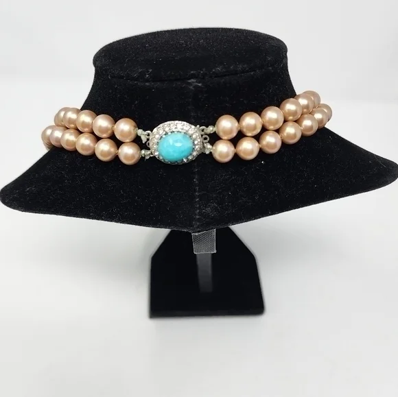 Vintage Double Strand Faux Pearl Necklace‎